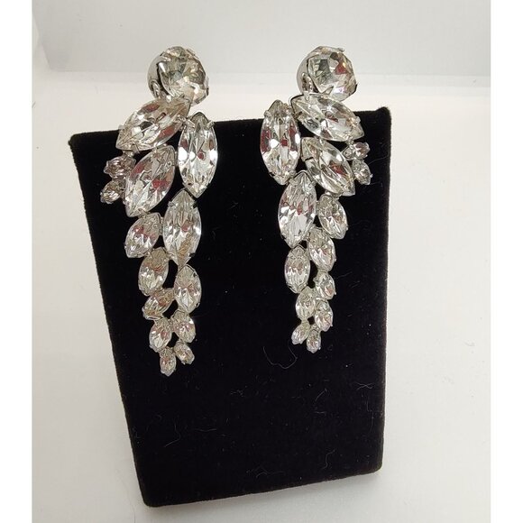 Kirks Folly Rhinestone Clip-On Earrings Silver Tone, Vintage - Picture 6 of 10